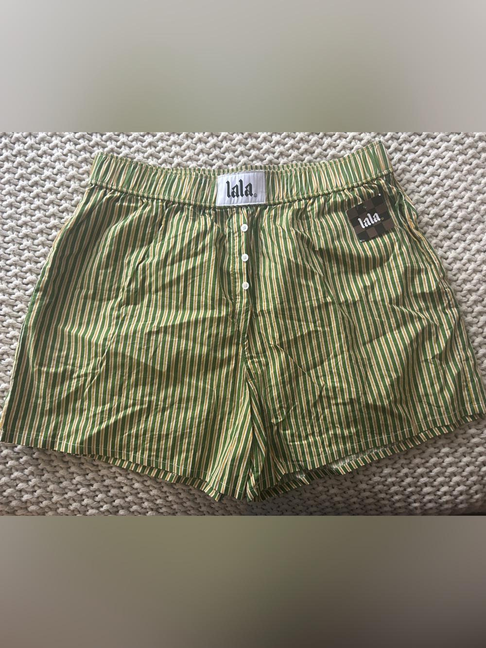 NWT Dressed in LALA Citrus Stripe Boxer Shorts Size L/XL